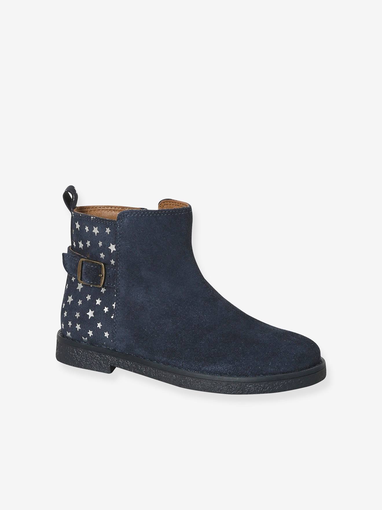 Mädchen Lederboots mit Anziehtrick und Sternen