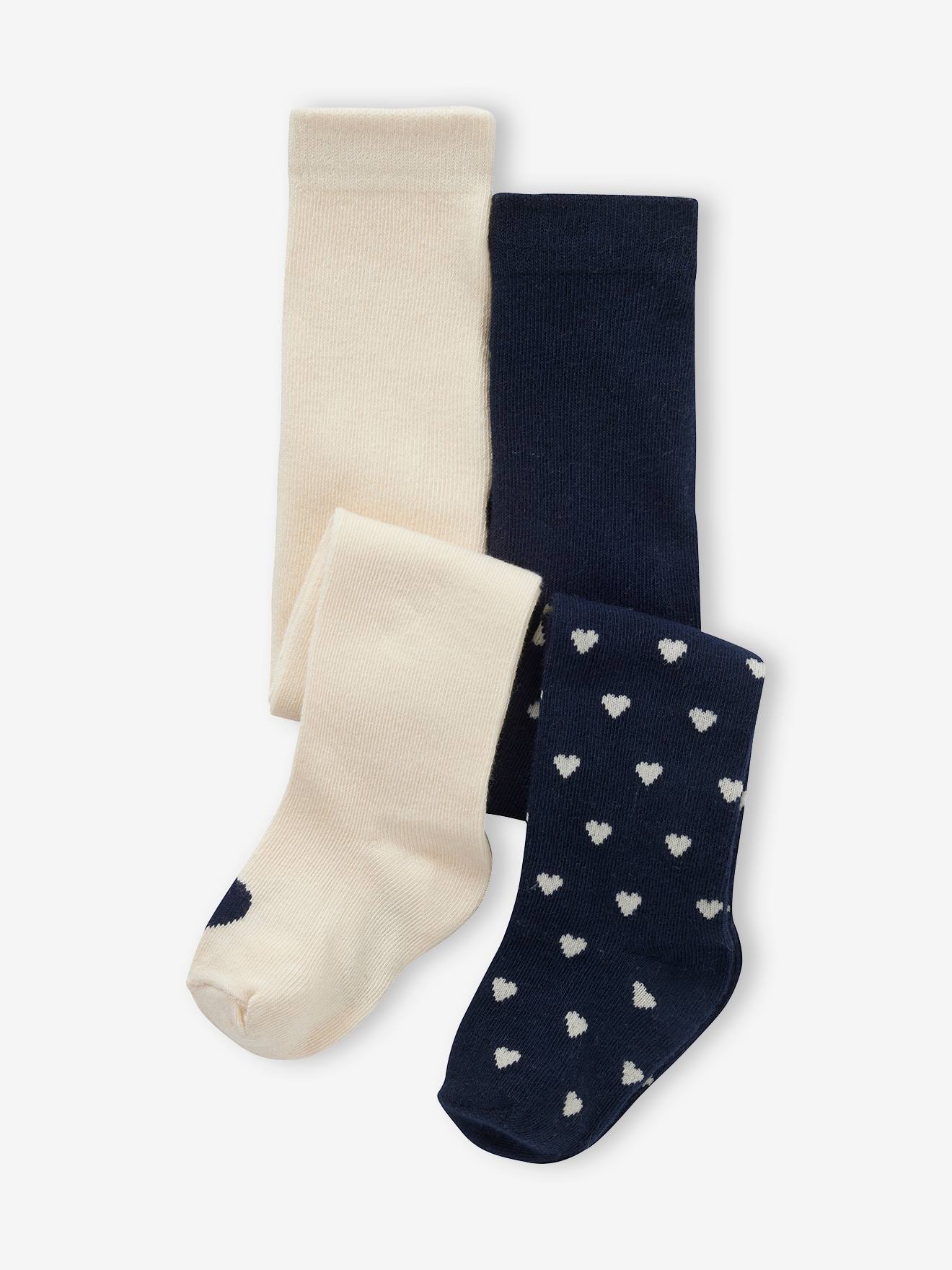 2er-Pack Mädchen Baby Strumpfhosen mit Herzen