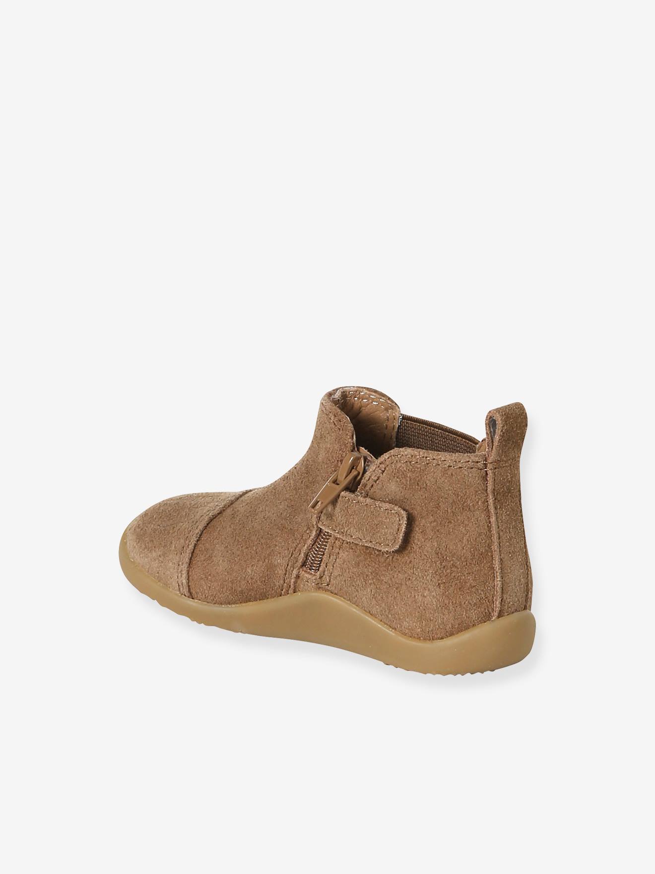 Thumbnail - Weiche Baby Leder-Boots mit Reißverschluss und Gummizug camel