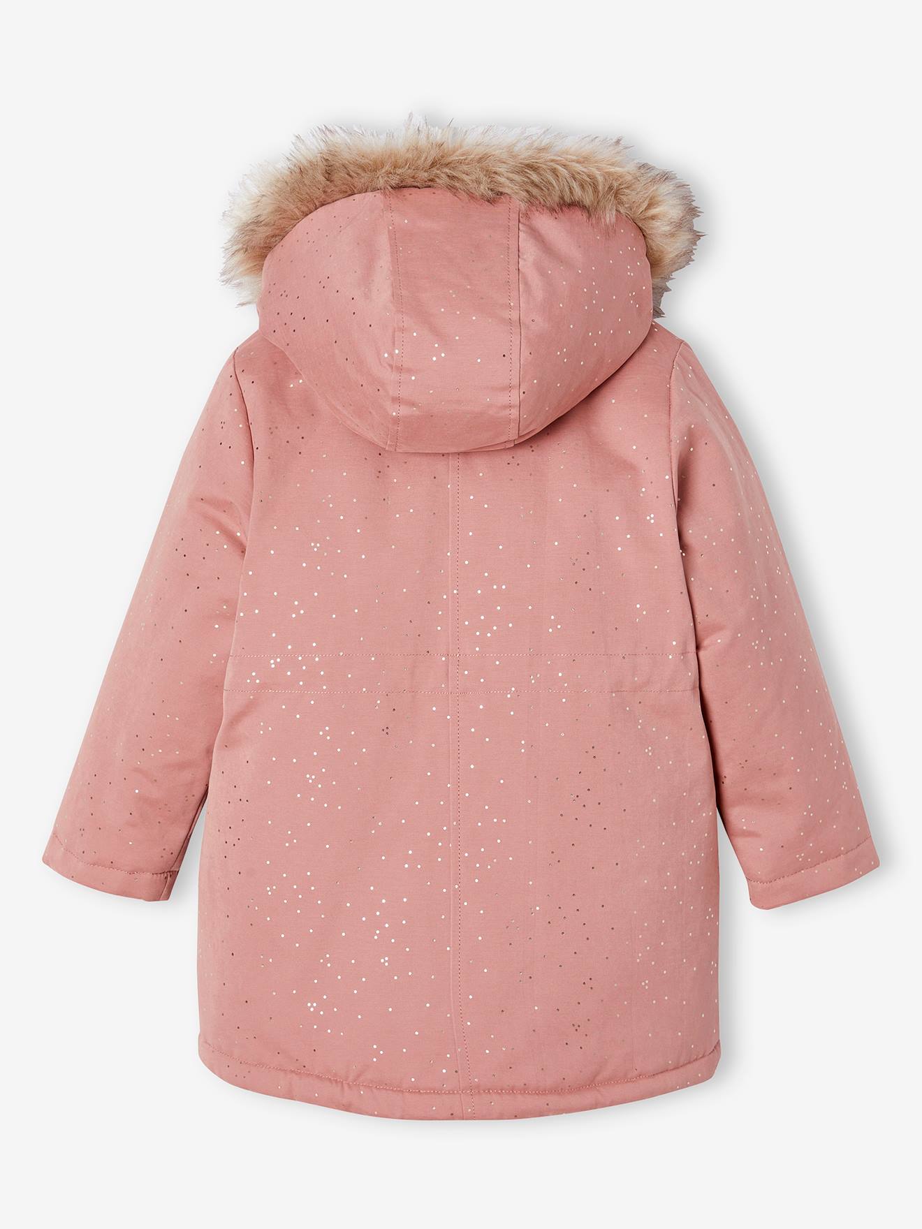 Thumbnail - Warme Mädchen Winterjacke mit Glitzer und Webpelz