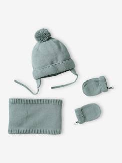 Babymode-Jungen Baby-Set: Mütze, Rundschal & Fäustlinge BASICS