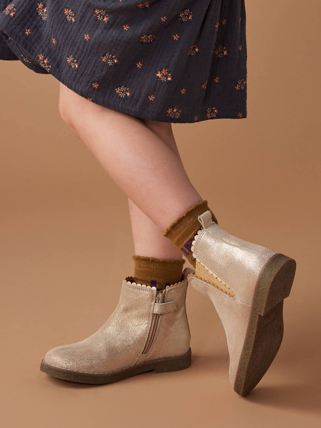 Mädchen Leder-Boots mit Zierborte