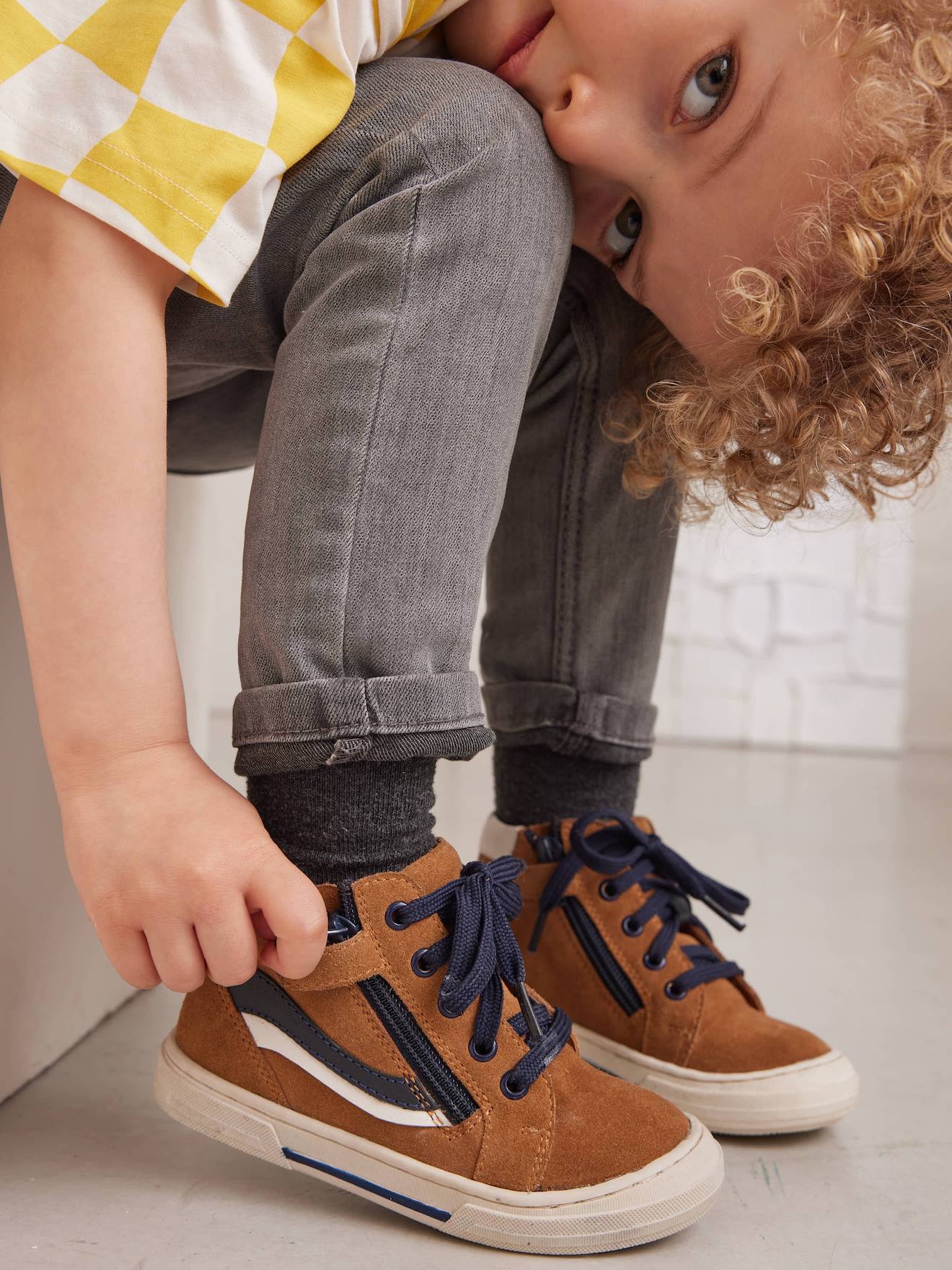 Jungen High-Sneakers aus Leder mit Reißverschluss