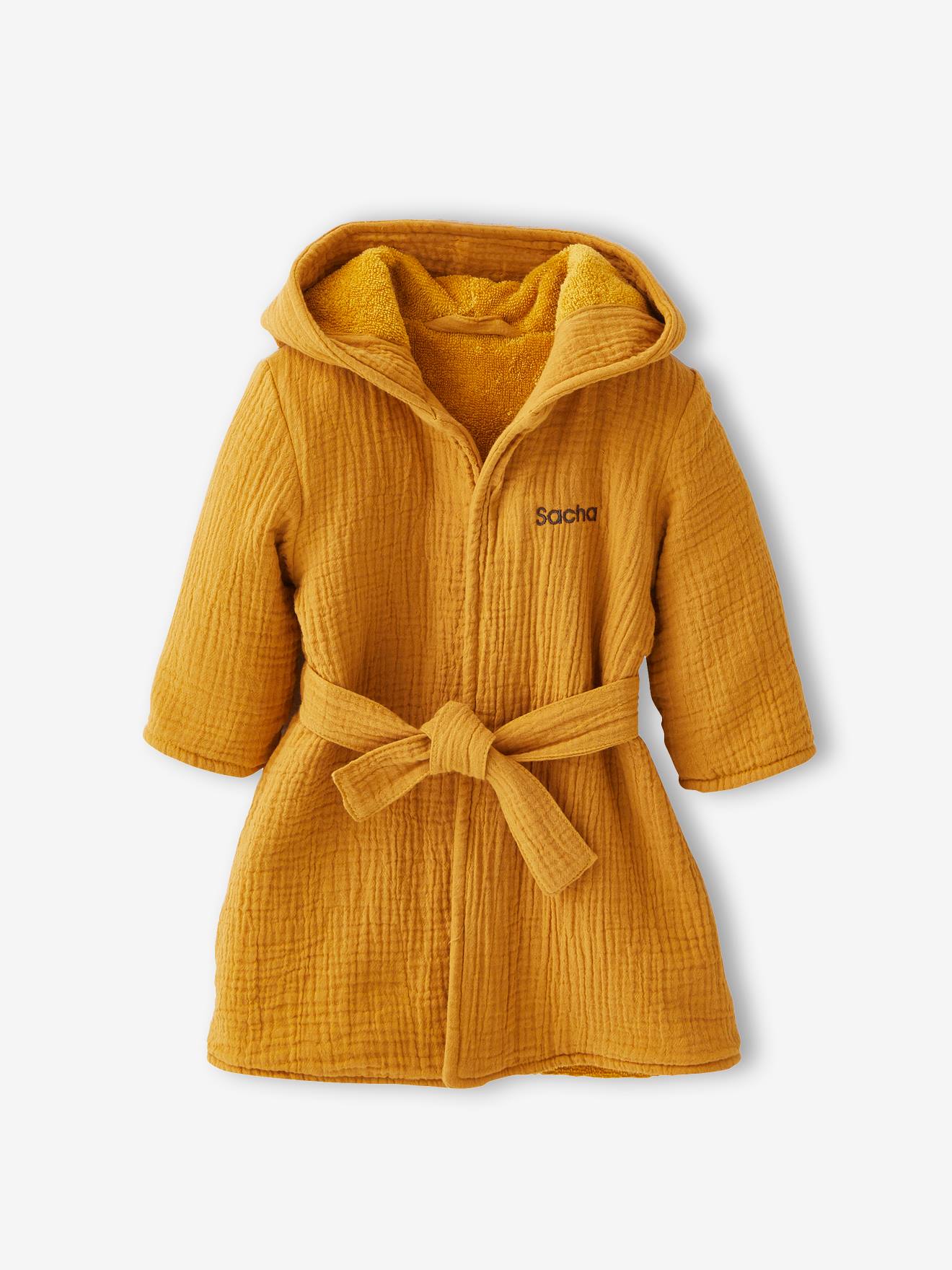 Thumbnail - Bio-Kollektion: Baby Tier-Bademantel mit Musselin