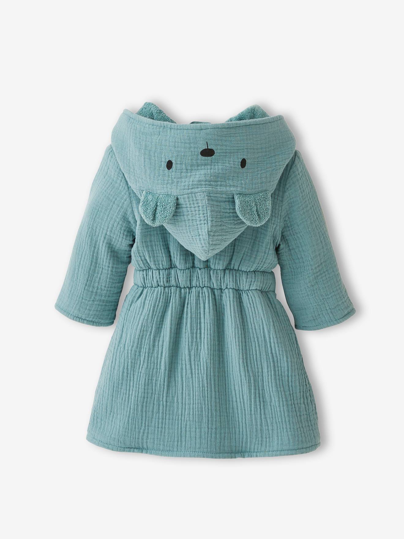 Thumbnail - Bio-Kollektion: Baby Tier-Bademantel mit Musselin