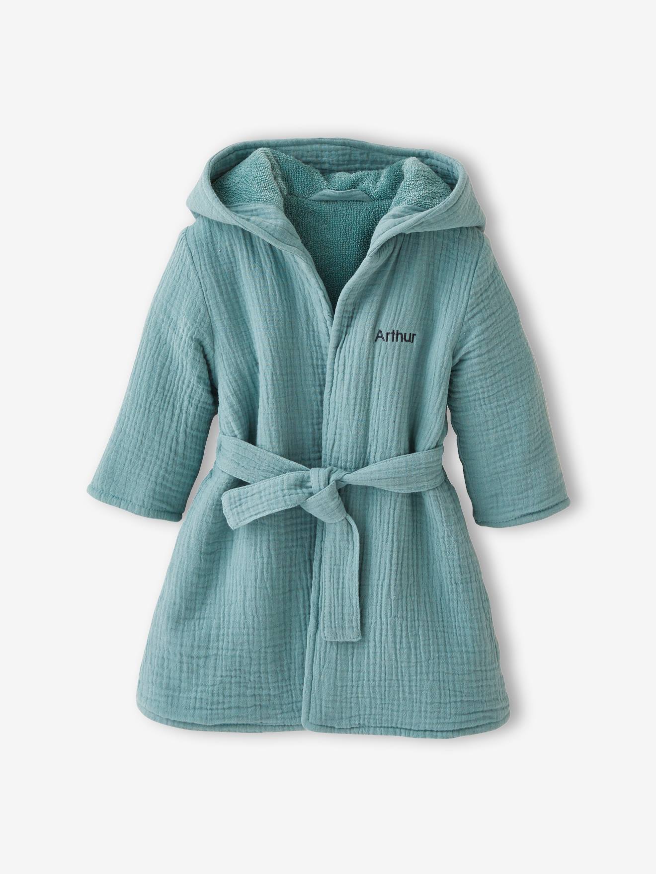Thumbnail - Bio-Kollektion: Baby Tier-Bademantel mit Musselin