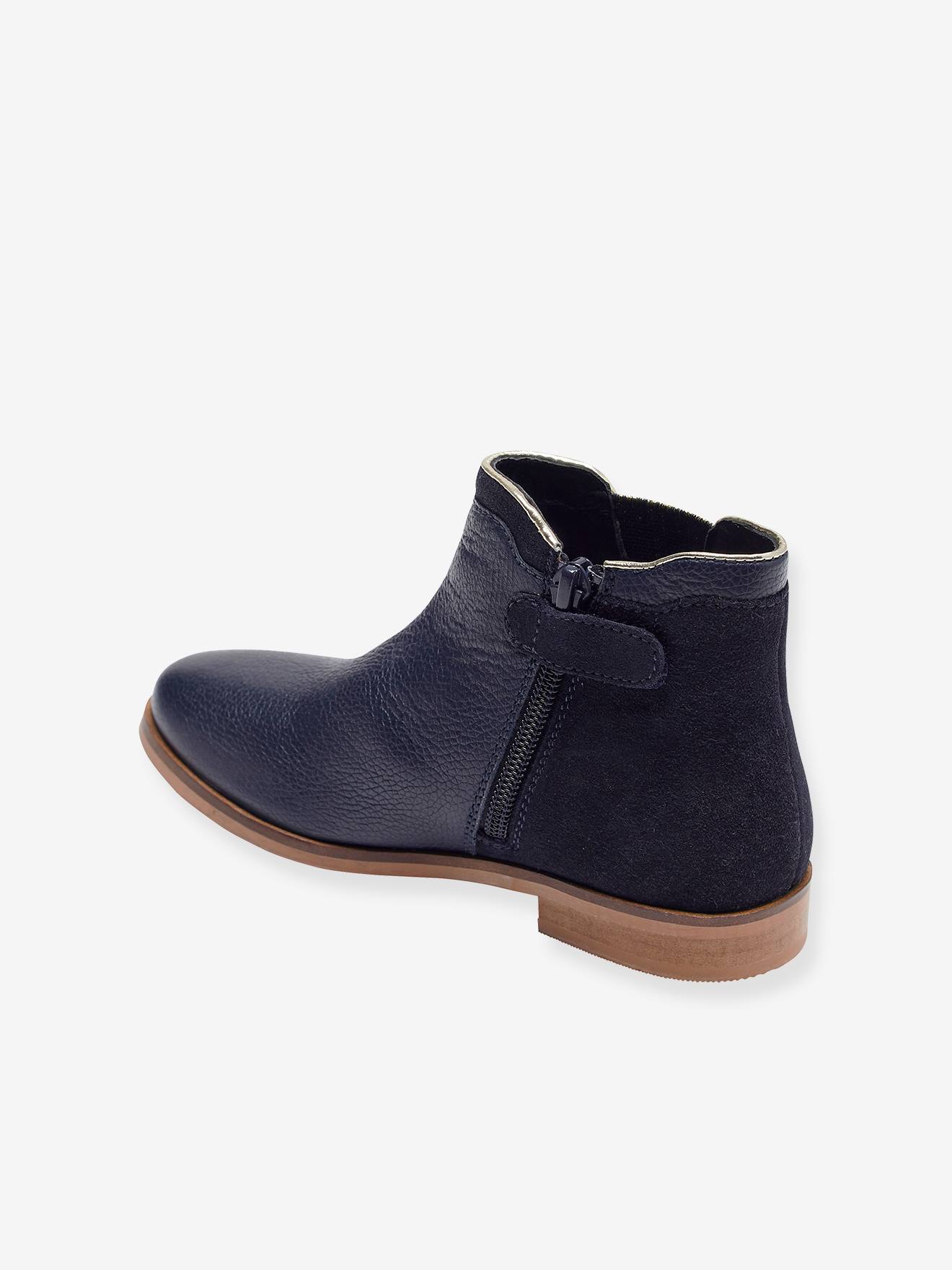 Thumbnail - Mädchen Leder-Boots mit Reißverschluss und Gummizug