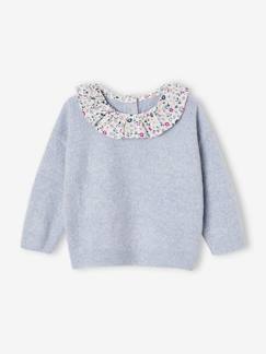 Babymode-Pullover, Strickjacken & Sweatshirts-Baby Pullover mit geblümtem Volantkragen