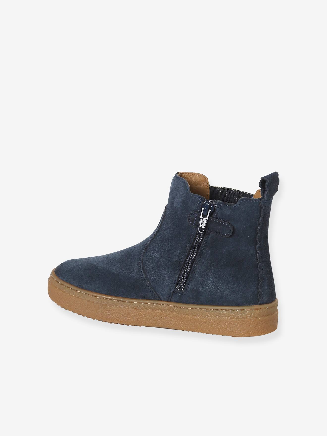 Thumbnail - Mädchen Leder-Boots mit Reißverschluss und Dehneinsatz