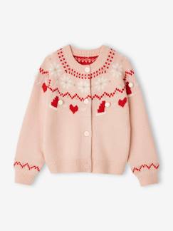 Maedchenkleidung-Weihnachtlicher Mädchen Cardigan mit Glanzeffekt, Jacquardstrick