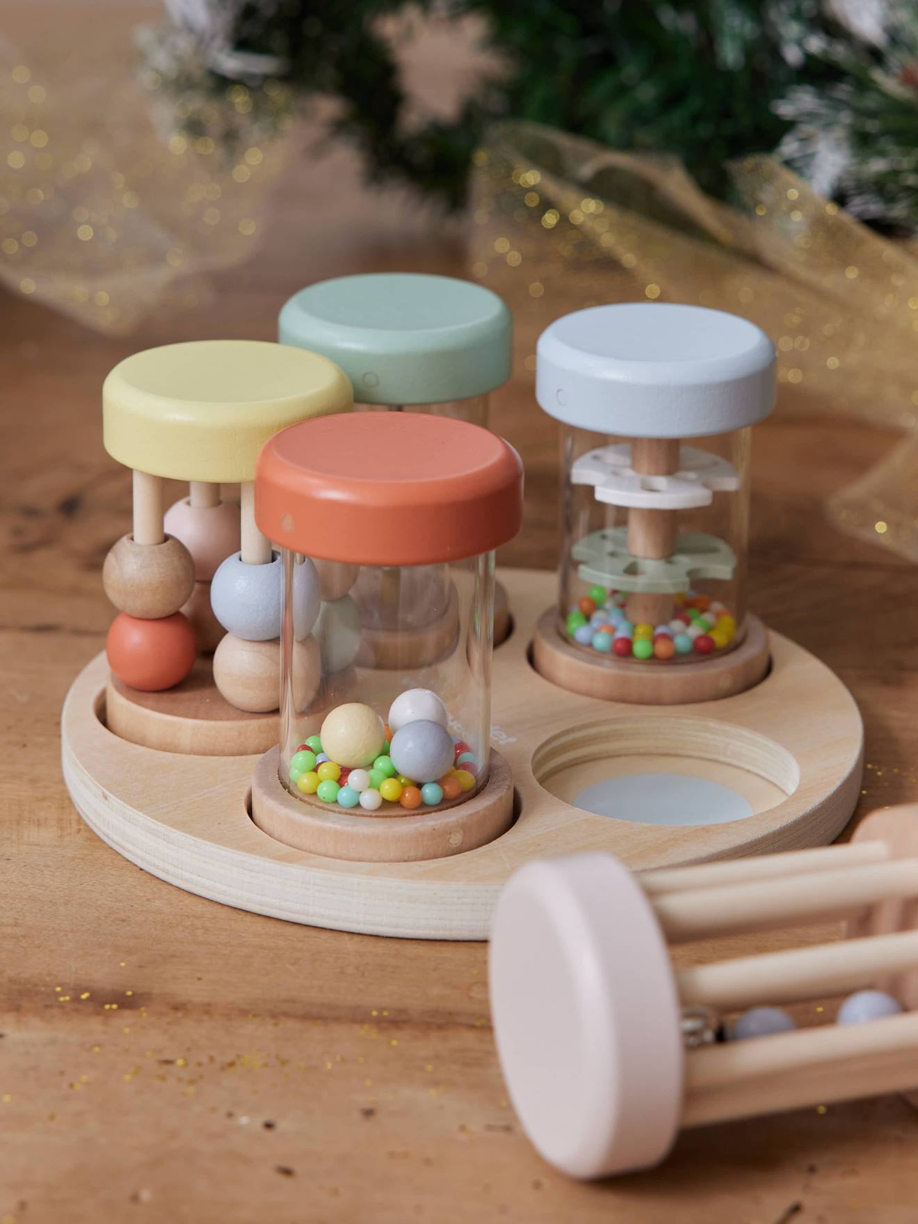 5er-Set musikalische Baby Rasseln aus Holz FSC®