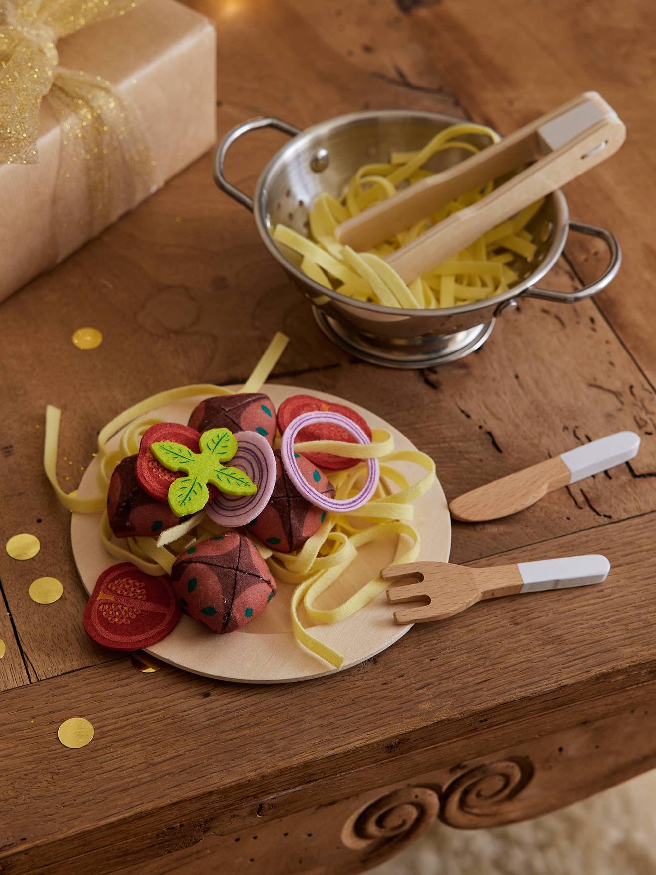 Kinder Spaghetti-Set aus Filz und Holz FSC® MIX