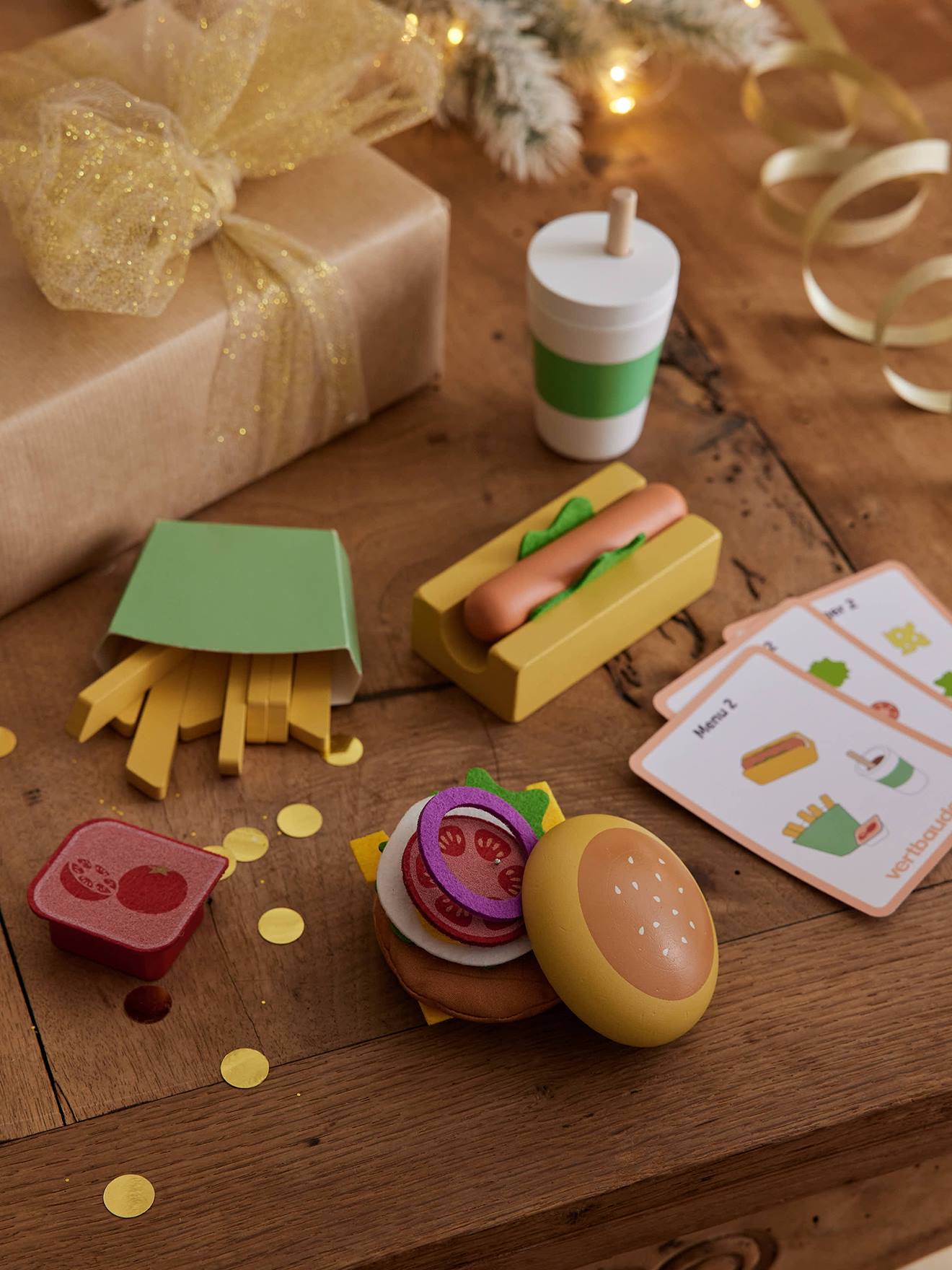 Kinder Fast-Food-Spielset aus Holz FSC®