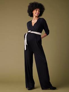 Umstandsmode-Stillmode-Weiter Umstands-Jumpsuit mit Wende-Gürtel ENVIE DE FRAISE