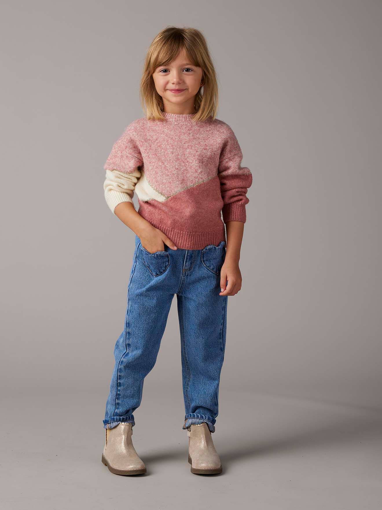 Mädchen Paperbag-Jeans mit Herz-Taschen mittel