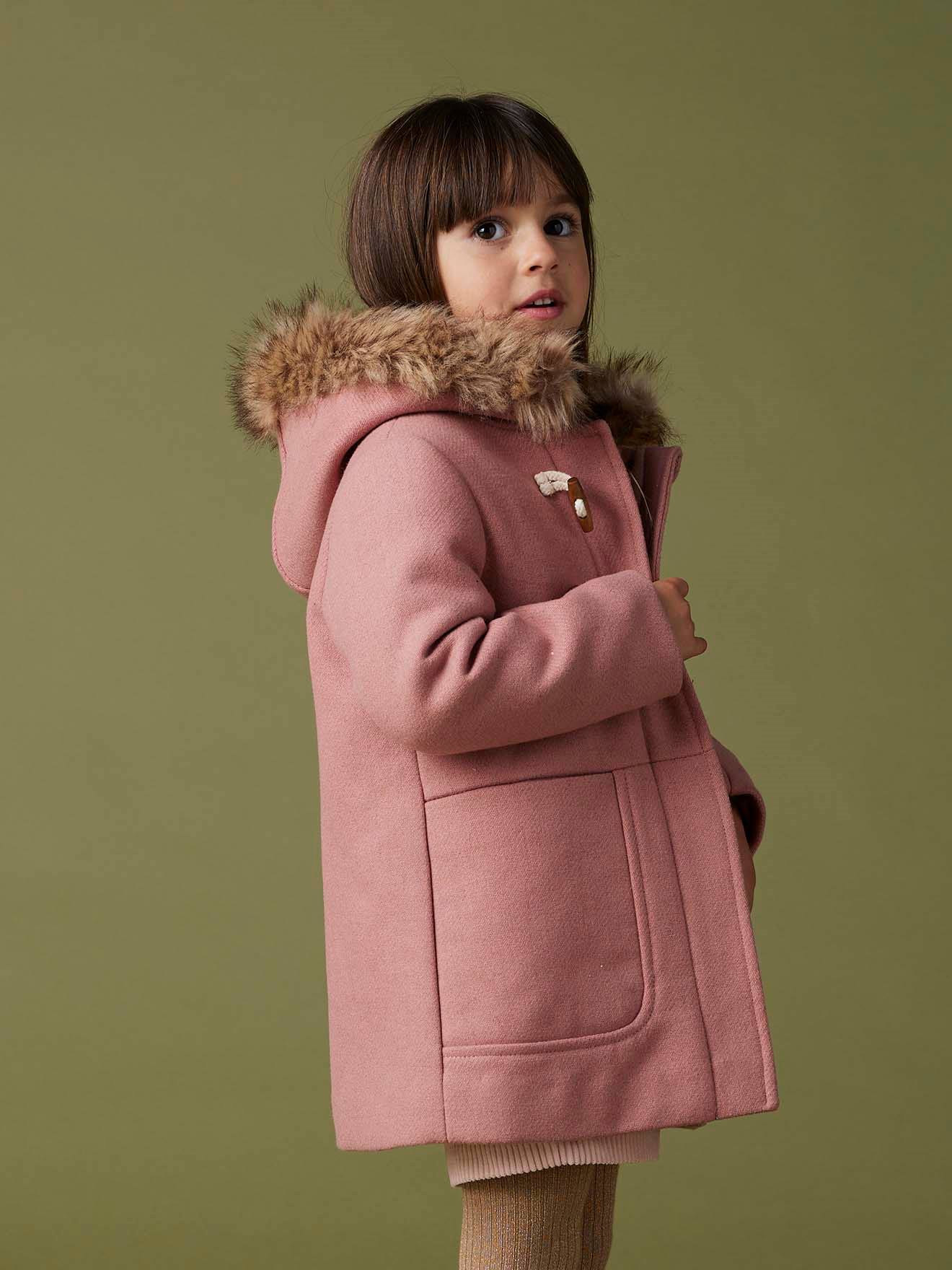 Thumbnail - Mädchen Dufflecoat mit Kapuze & Knebelknöpfen blush