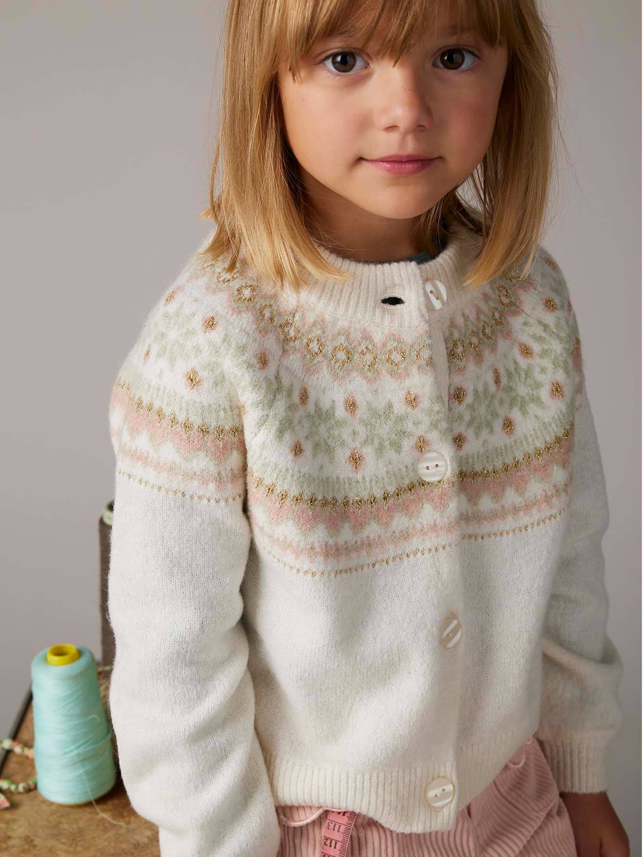 Mädchen Cardigan mit Metallic-Garn und Recycling-Polyester