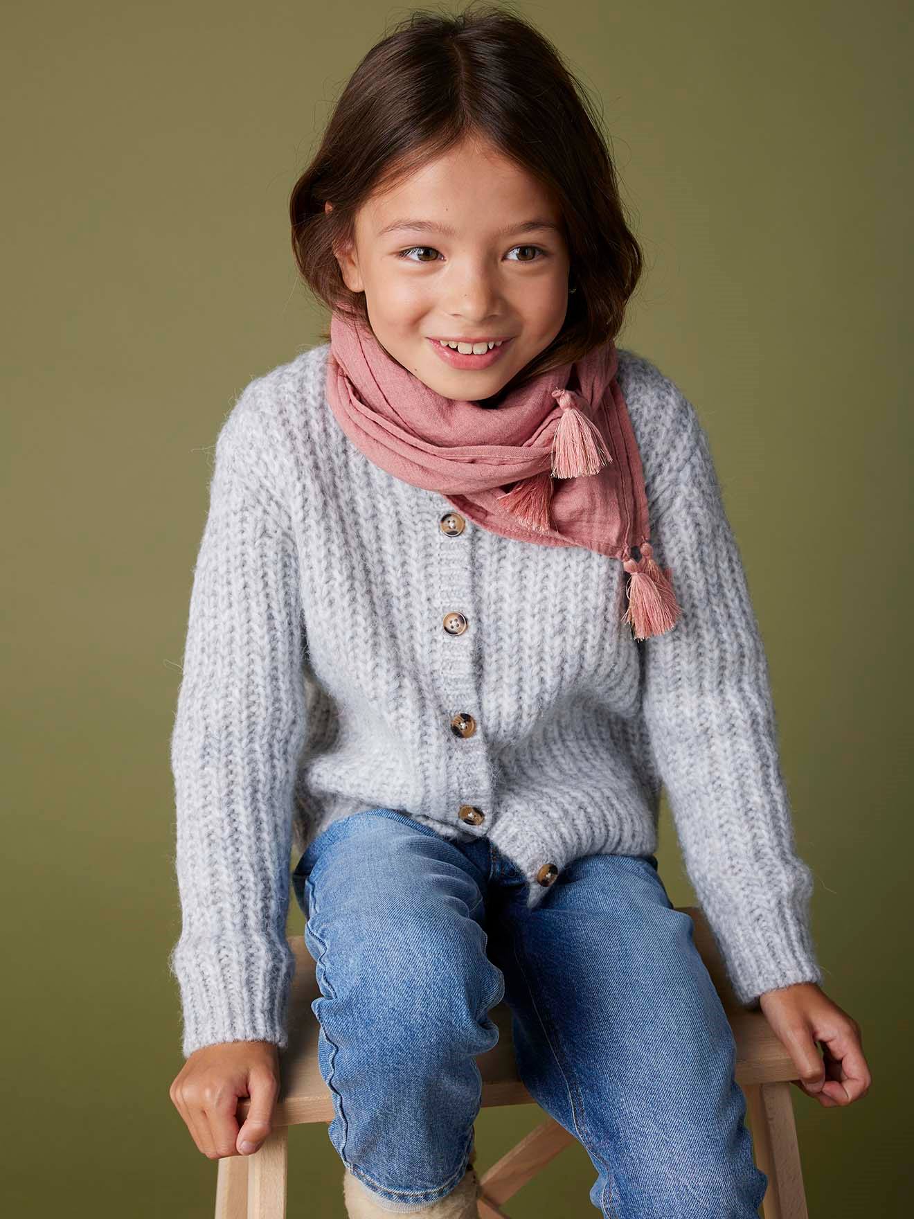 Flauschige Mädchen Strickjacke