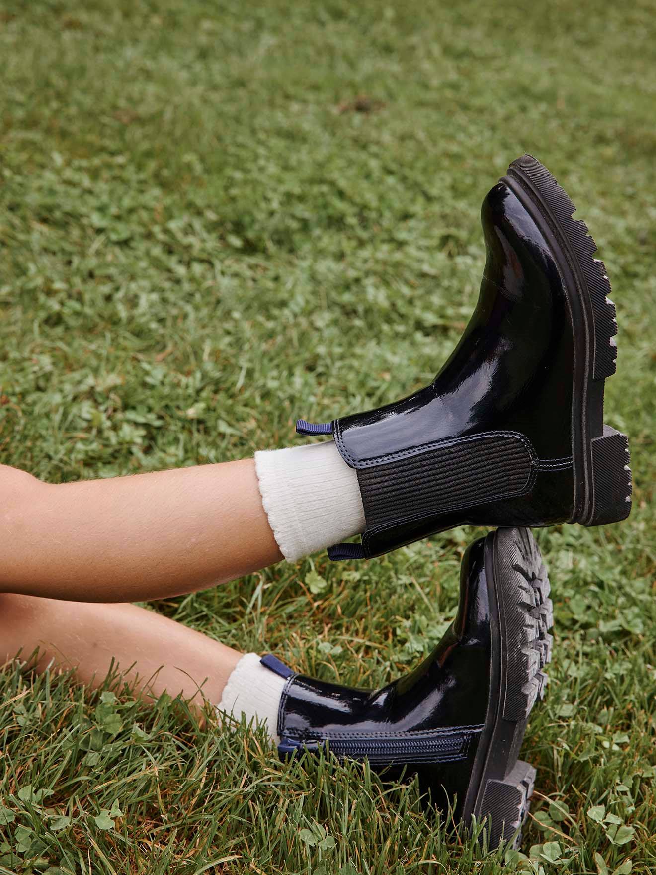 Mädchen Lack-Boots mit Reißverschluss und Gummizug