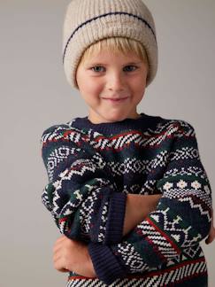 Jungen Jacquard-Strickpullover mit Rundhals Oeko-Tex  [numero-image]