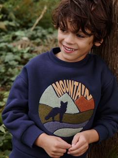 Jungen Sweatshirt mit Fleecefutter und Wolfprint Oeko-Tex  [numero-image]