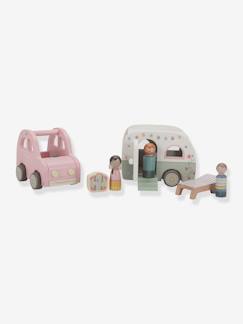 Spielzeug-Baby Spielauto mit Wohnwagen LITTLE DUTCH, Holz