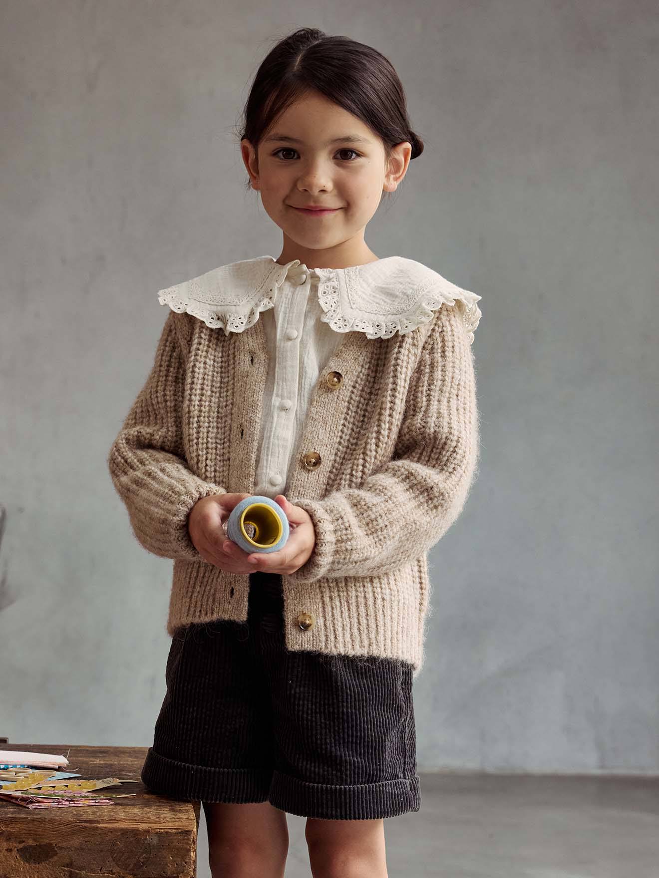 Thumbnail - Mädchen Strickjacke mit Knopfverschluss camel