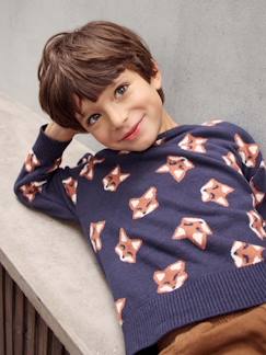 Jungenkleidung-Pullover, Strickjacken, Sweatshirts-Jungen Jacquard-Pullover mit Fuchs Oeko-Tex