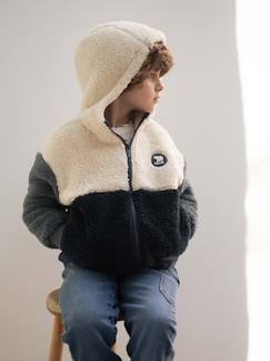 Jungenkleidung-Pullover, Strickjacken, Sweatshirts-Jungen Teddyfleecejacke mit Kapuze