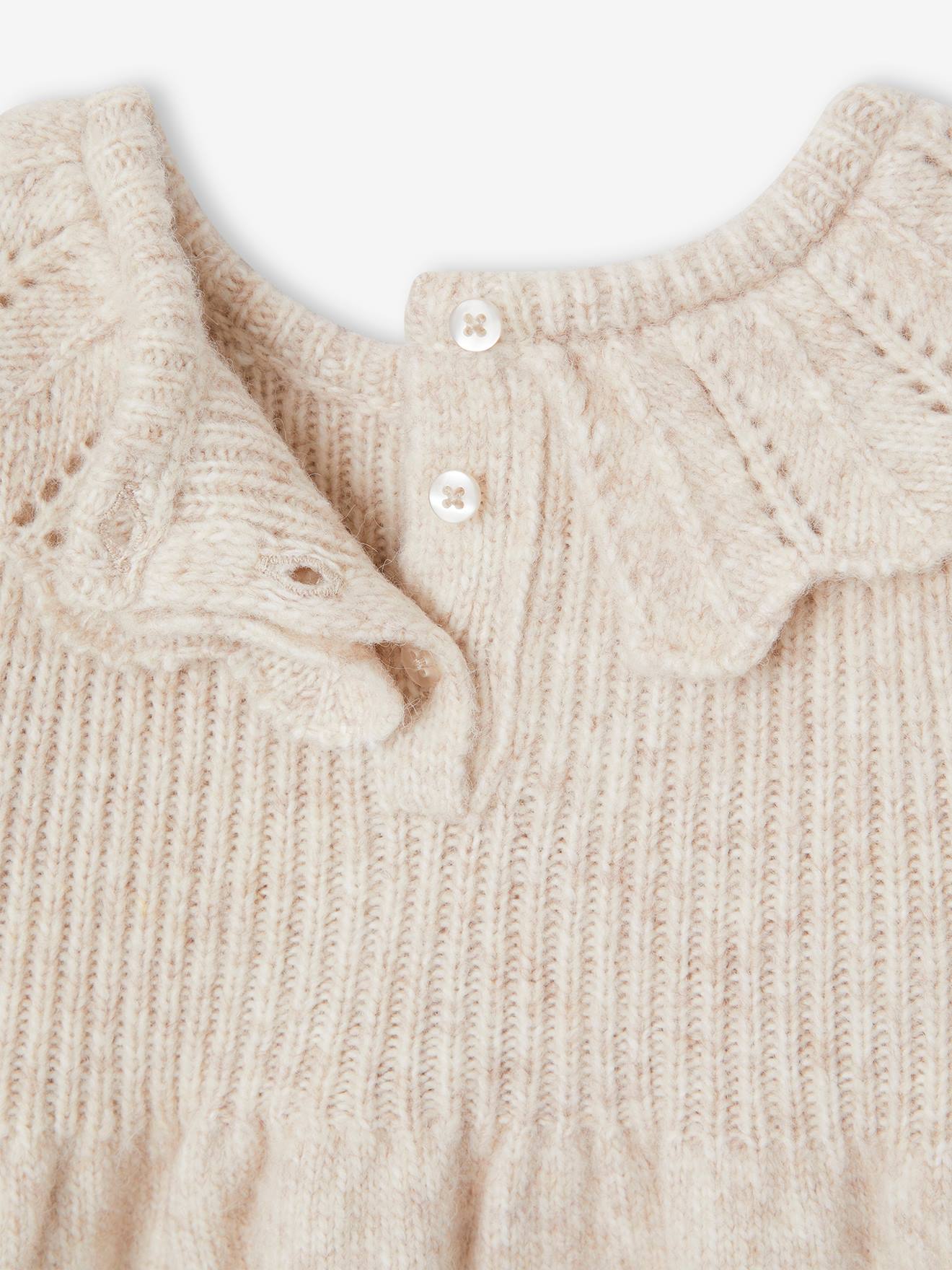 Thumbnail - Mädchen Baby Strickkleid mit Kragen