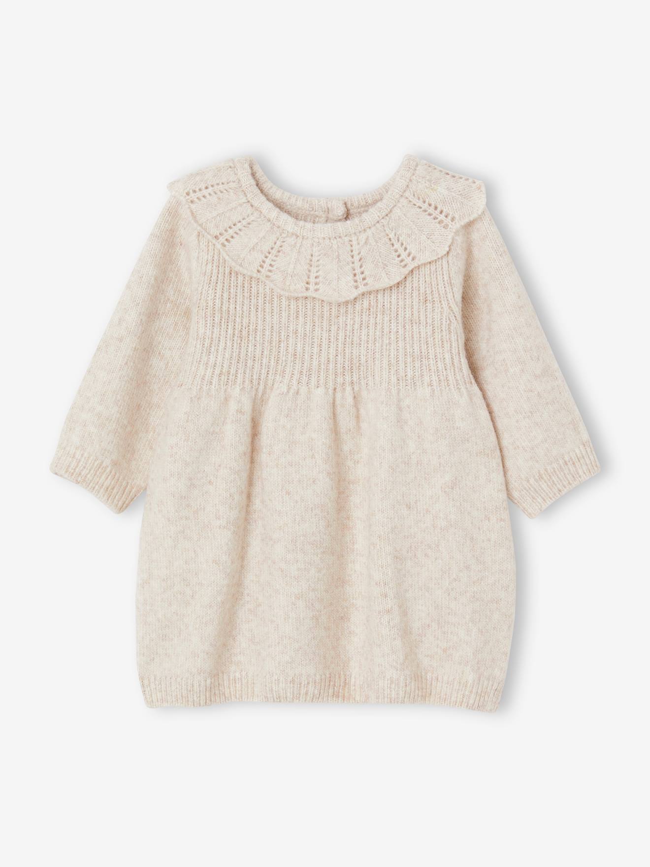 Mädchen Baby Strickkleid mit Kragen