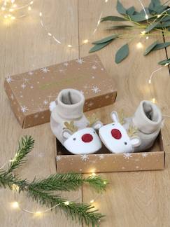 Kinderschuhe-Babyschuhe-Hausschuhe-Weihnachtliche Baby Krabbelschuhe RENTIER