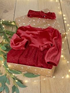 -Baby Weihnachts-Geschenkset: Kleid mit Glitzertüll & Haarband BASIC