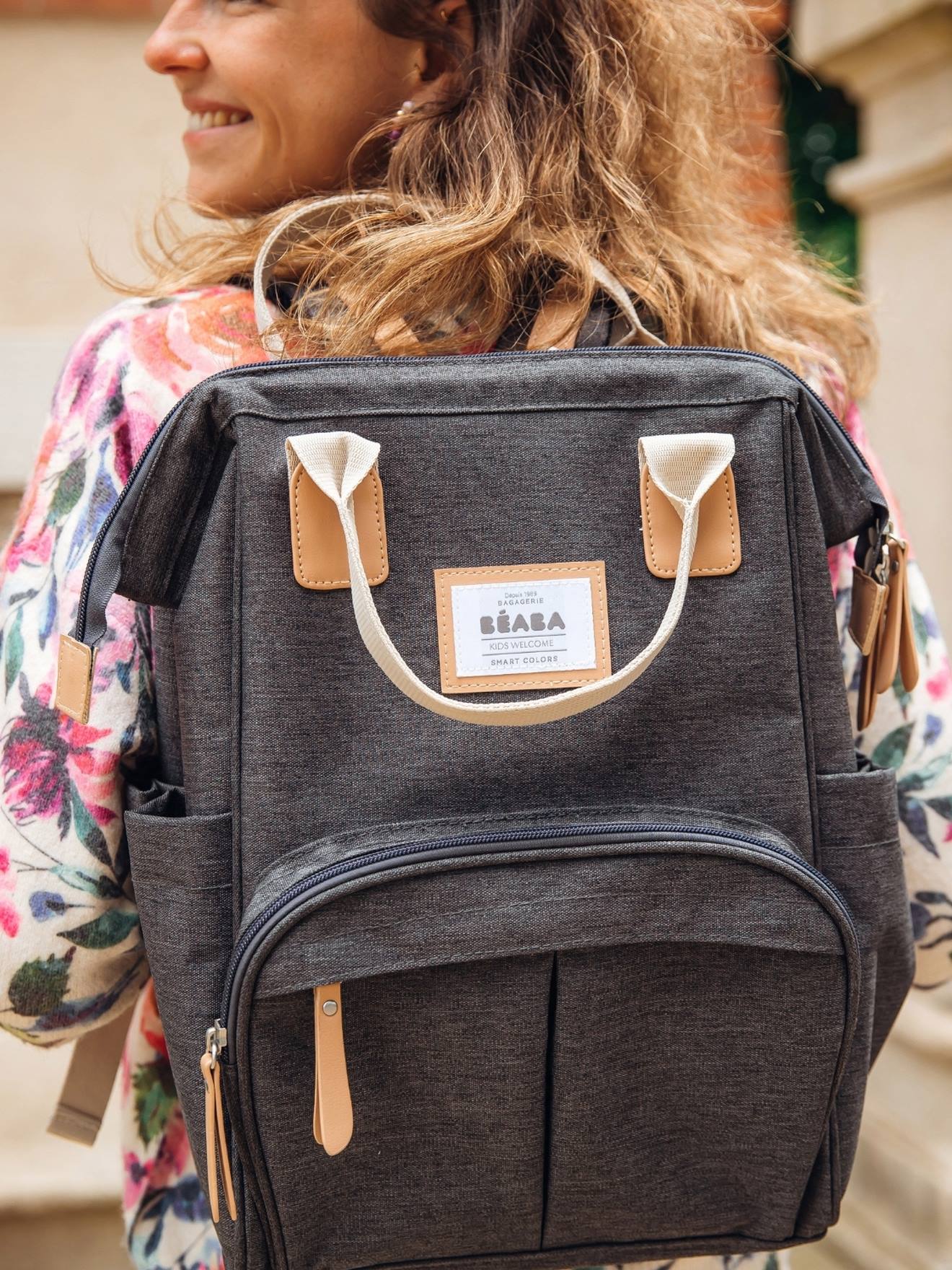 Beaba Wickelrucksack Wellington Grau Meliert Einheitsgröße
