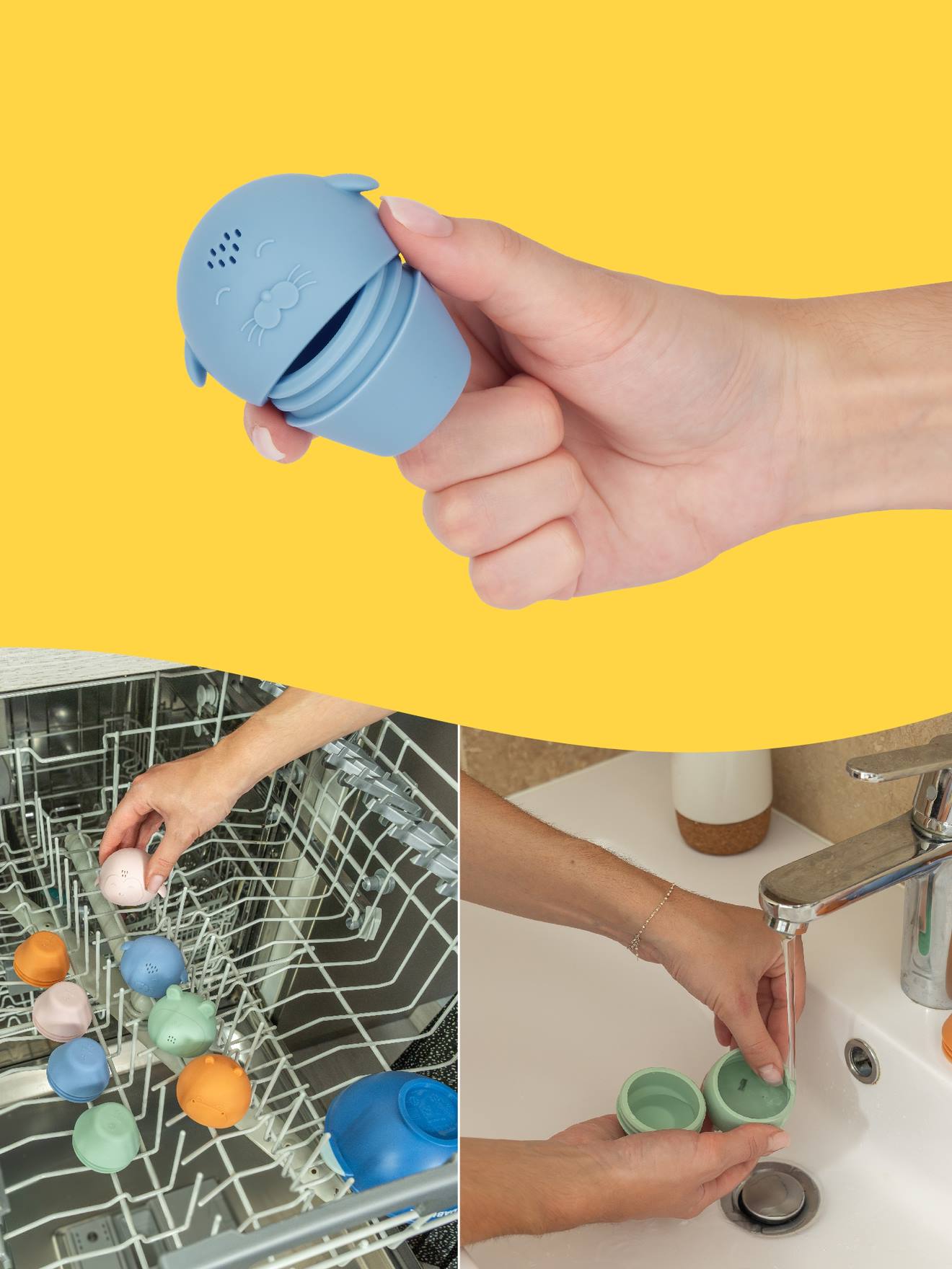 Thumbnail - 4er-Set Baby Badewannen-Figuren aus Silikon BADABULLE