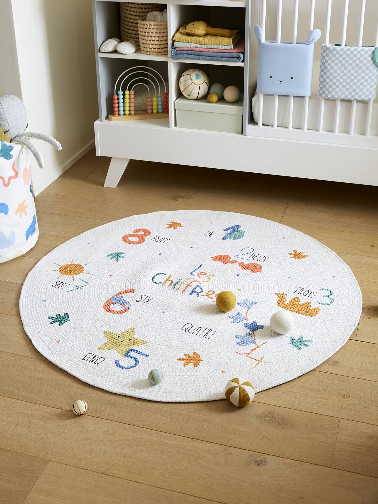 Runder Spielteppich ZAHLEN Kinderzimmer
