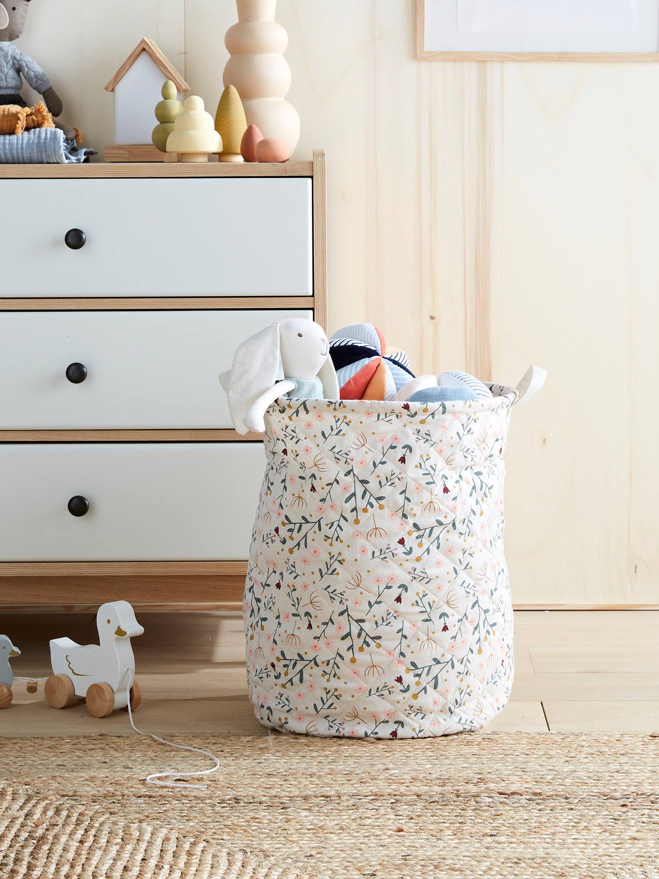 Aufbewahrungskorb BLUMENZAUBER gesteppt Wäschekorb Kinderzimmer