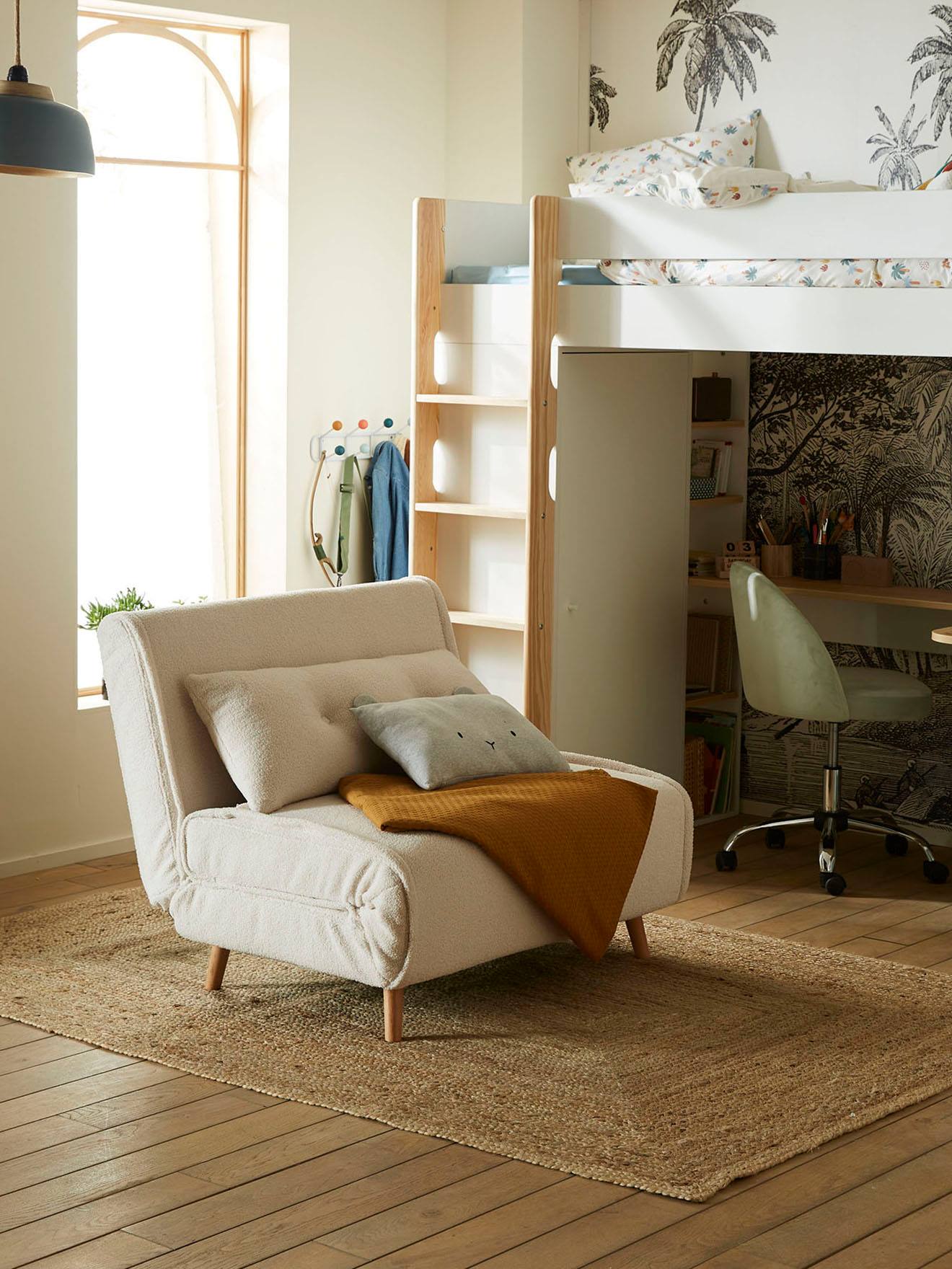 Vertbaudet Kuscheliger Kinderzimmer Schlafsessel Wollweiß Einheitsgröße