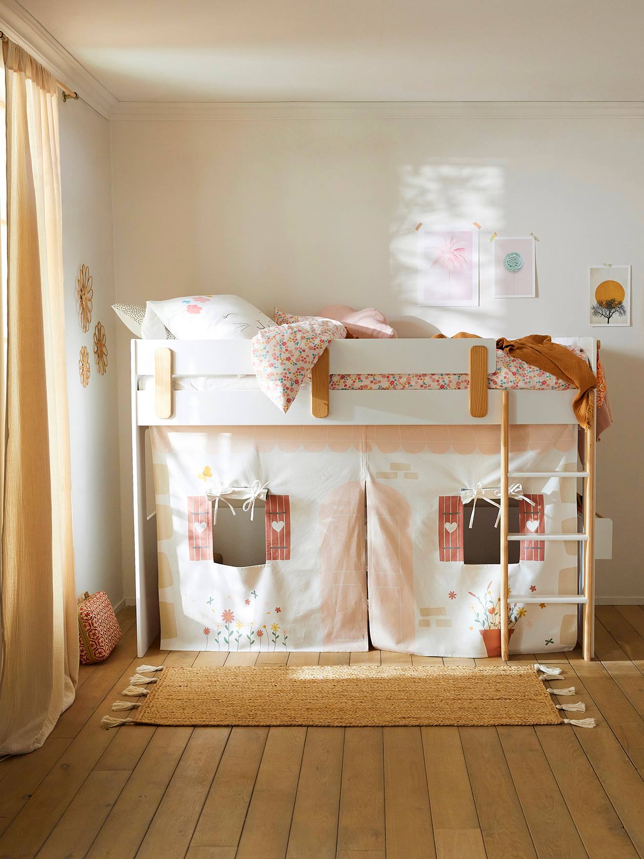 zelt für bett Einzelbett Zelt weiß und Kiefer für Kinder main image 1