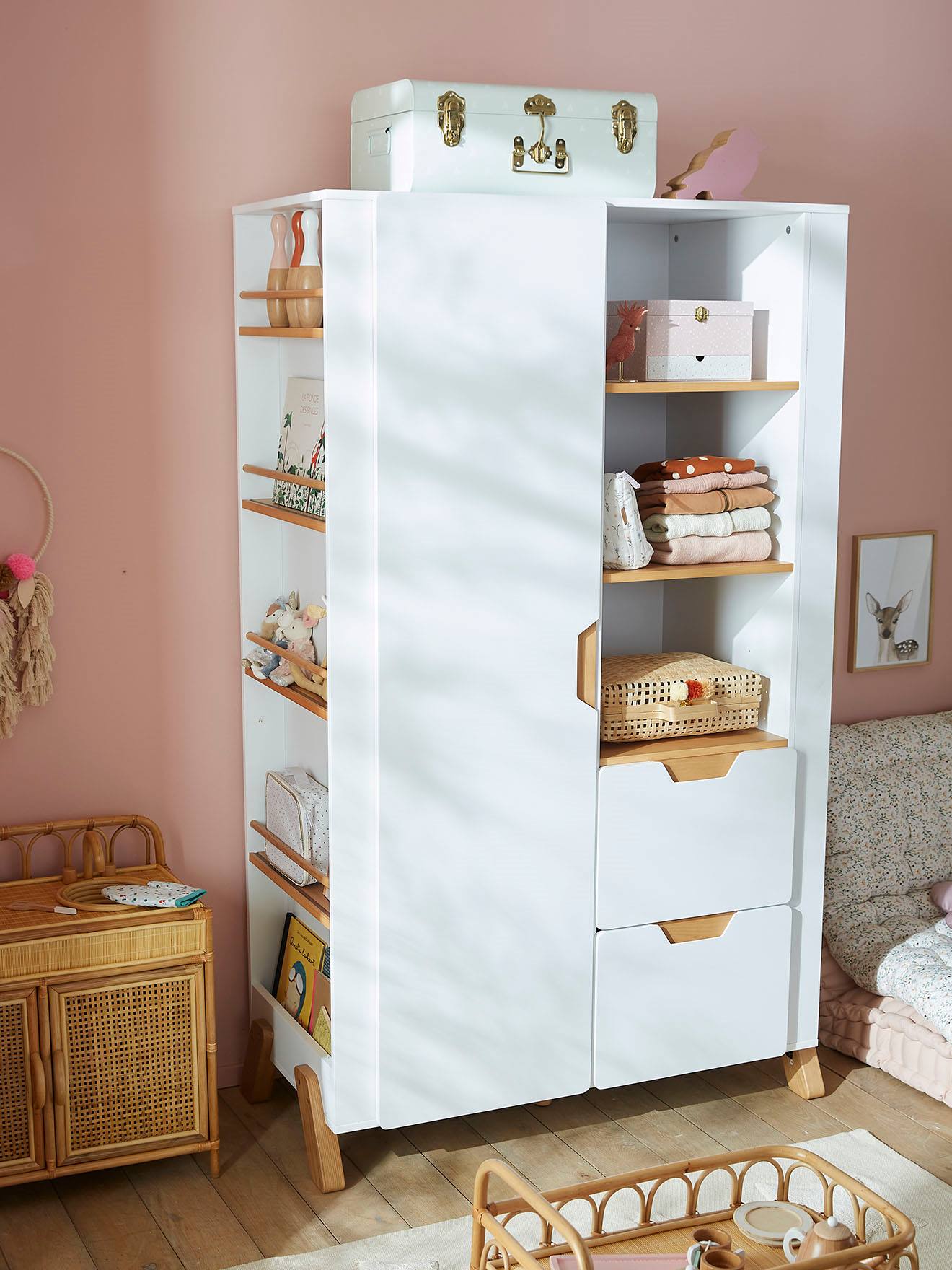 Kinder Kleiderschrank PIROUETTE mit Bücherregal