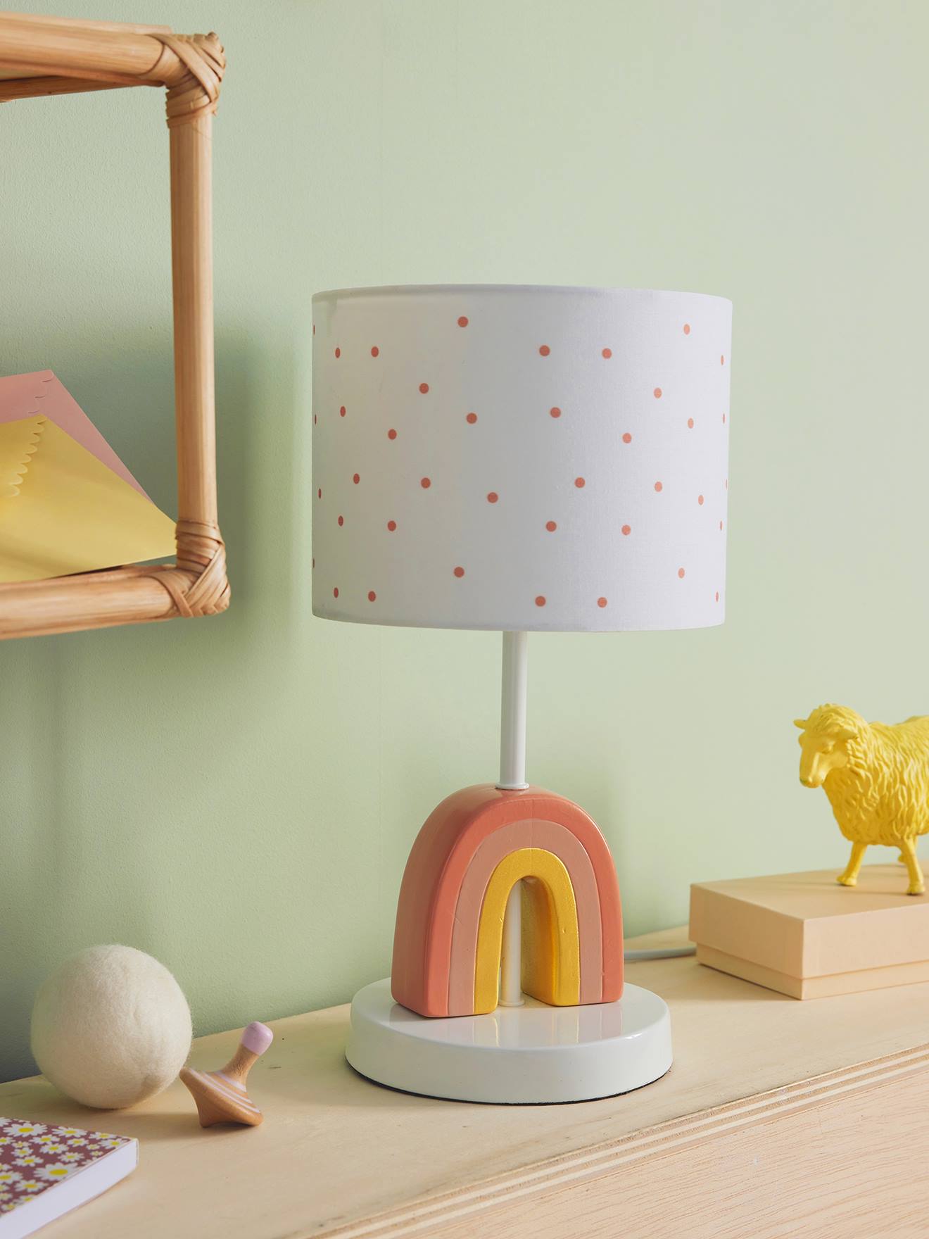 Nachttischlampe mit bunten Punkten REGENBOGEN Kinderzimmer