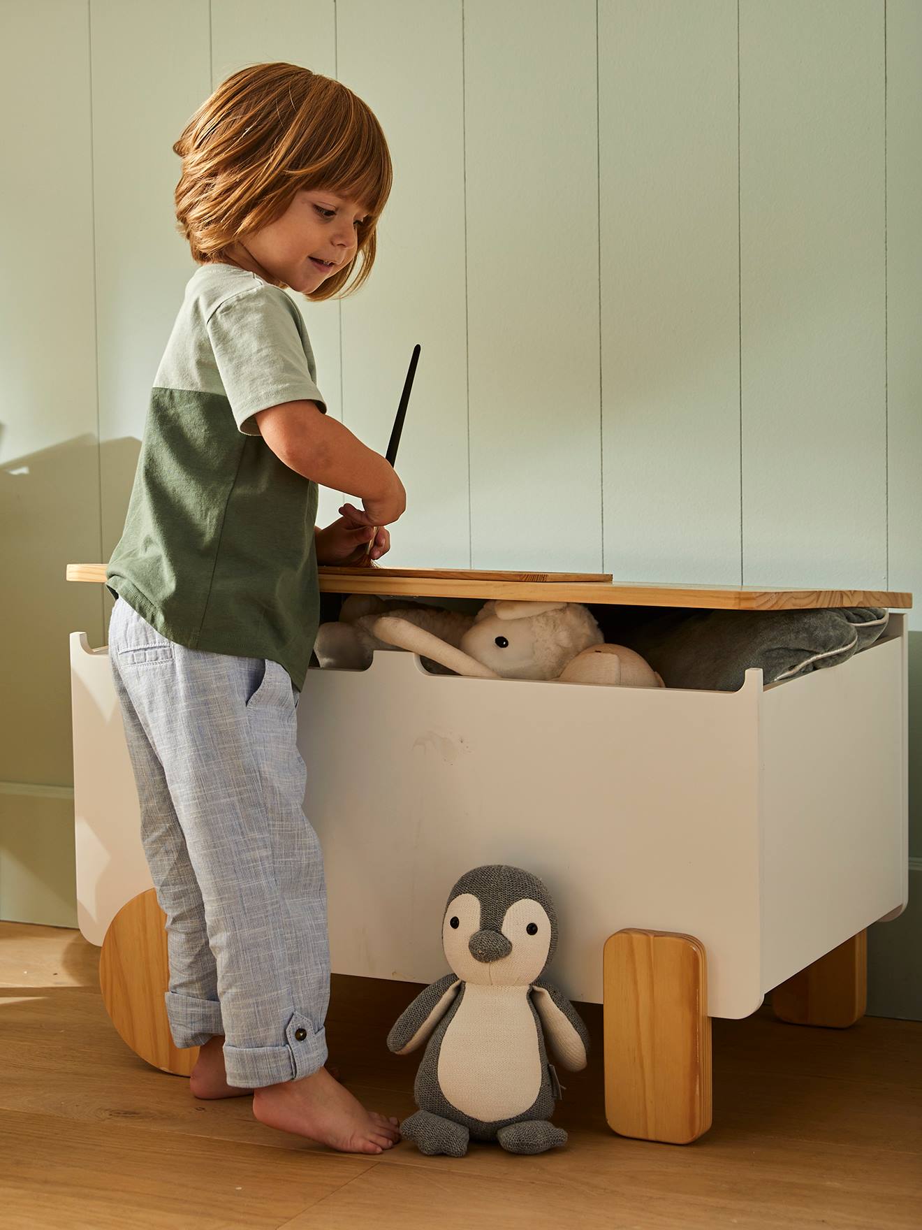 Kinderzimmer Spielzeugtruhe mit Rollen ROLLIE