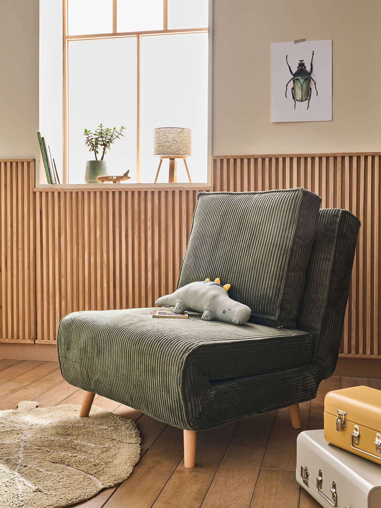 Vertbaudet Kinderzimmer Schlafsessel Mit Cordbezug Grün Einheitsgröße