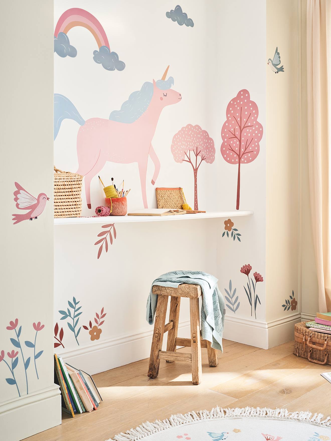 Kinderzimmer XL-Wandsticker Einhorn rosa von vertbaudet