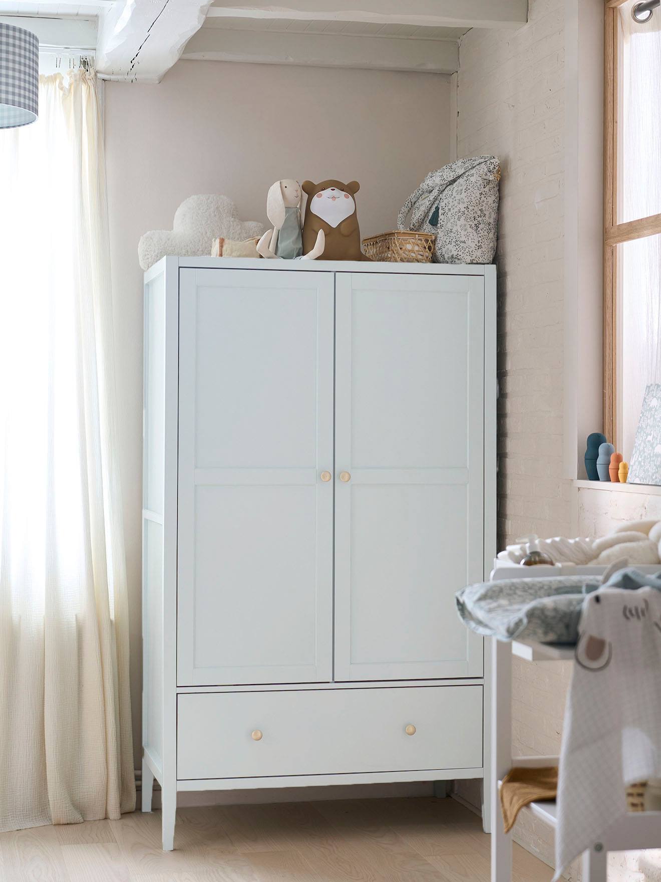 Kinderzimmer Kleiderschrank PARIS mit 2 Türen blaugrün von vertbaudet