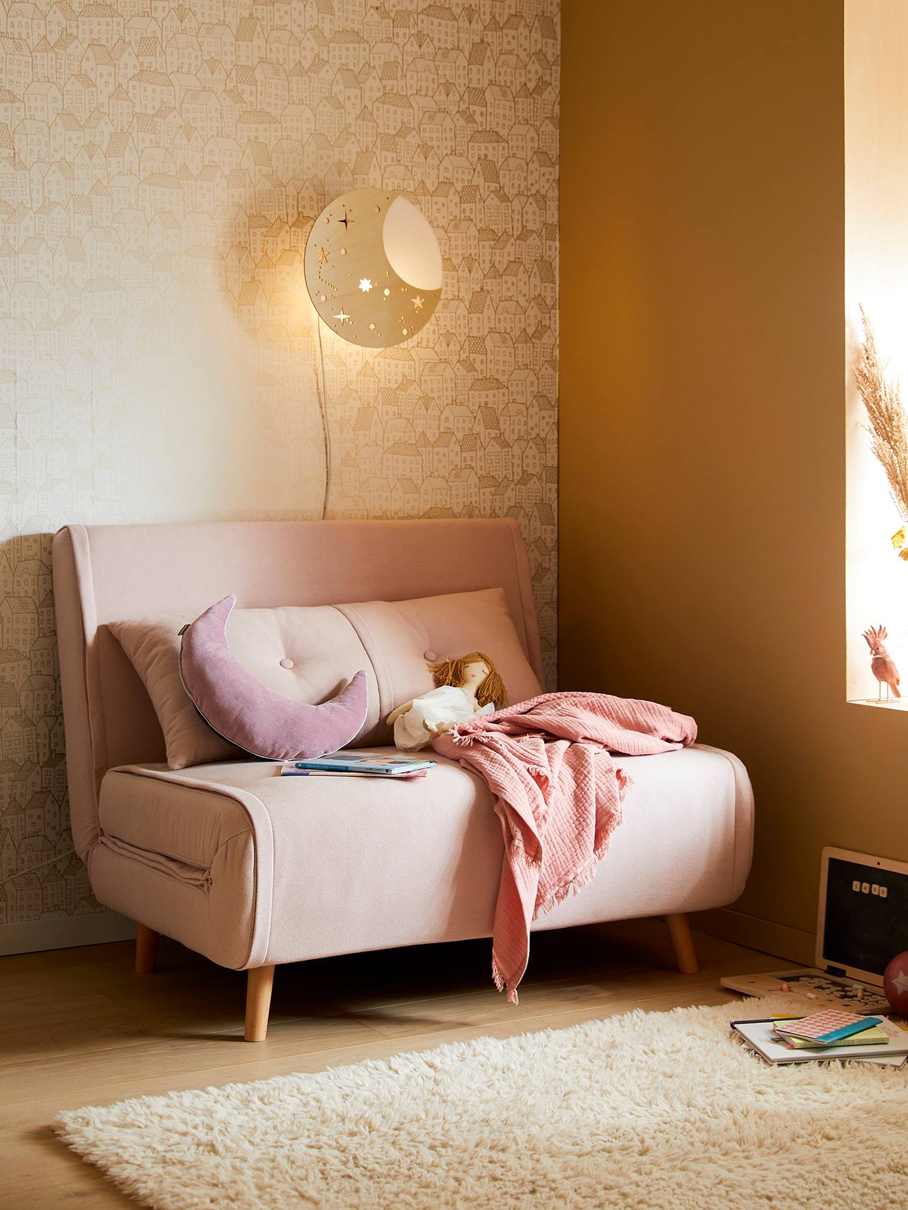 Vertbaudet Kinderzimmer Schlafsessel Loungefeeling Altrosa Einheitsgröße