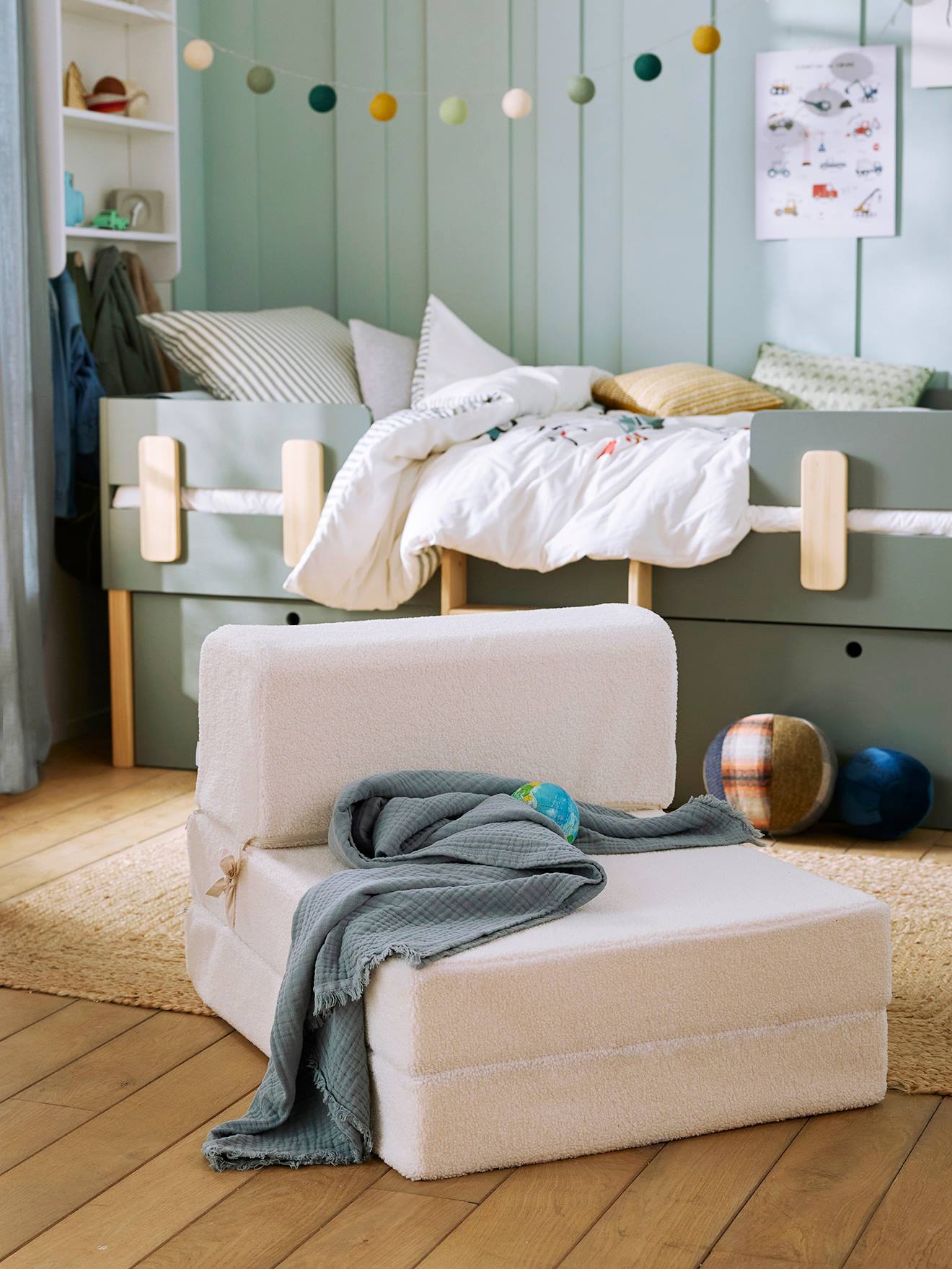 Kinderzimmer Schlafsessel mit Teddyfleece COCOON