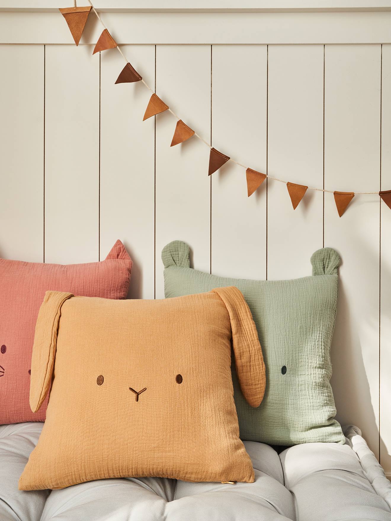 Vertbaudet Kinderzimmer Tier-Kissen Aus Musselin Zimt Einheitsgröße