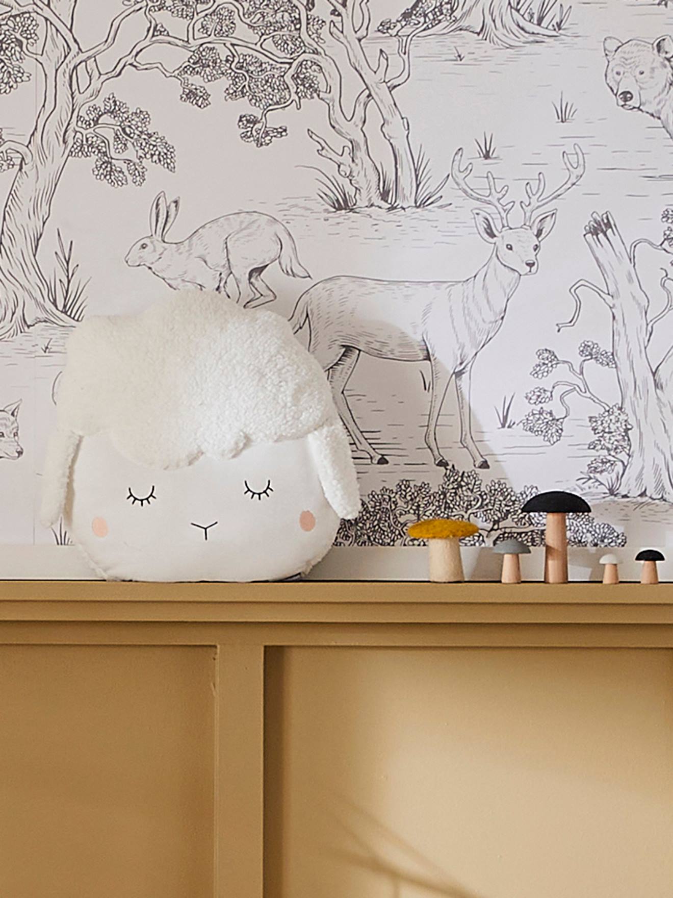 Vertbaudet Kinderzimmer-Kissen Schäfchen Wollweiß Einheitsgröße