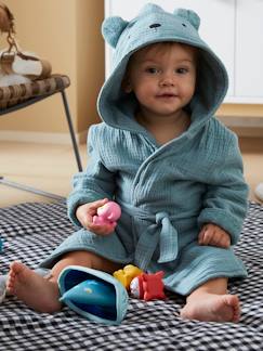 Babymode-Bio-Kollektion: Baby Tier-Bademantel mit Musselin, personalisierbar